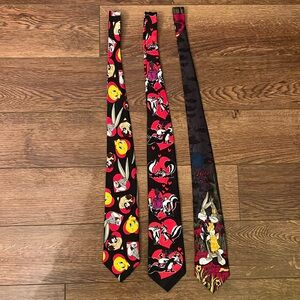 Lot of 3 1990s Polyester Looney Tunes Ties